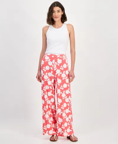 Tommy Hilfiger Women's Riviera Floral Wide-leg Pants In Sherbert Multi