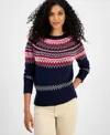 Tommy Hilfiger Women's Round-neck Long-sleeve Fair Isle Sweater In Multi