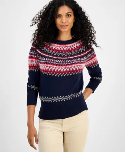 Tommy Hilfiger Women's Round-neck Long-sleeve Fair Isle Sweater In Multi
