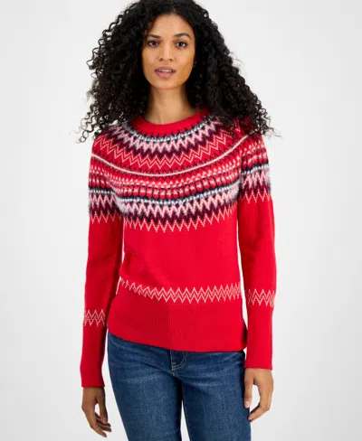 Tommy Hilfiger Women's Round-neck Long-sleeve Fair Isle Sweater In Multi