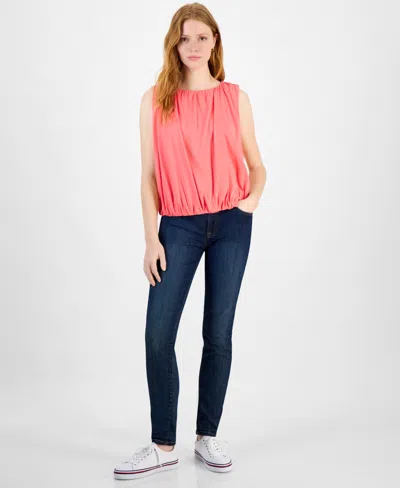 Tommy Hilfiger Women's Ruched Sleeveless Knit Top In Sherbert