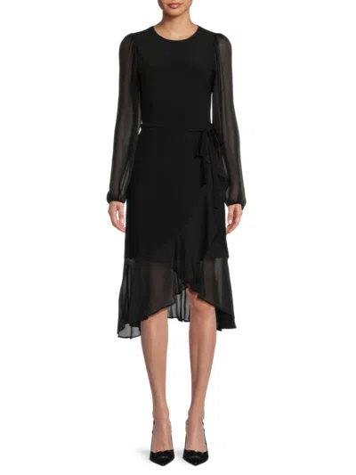 Tommy Hilfiger Women's Ruffle Asymmetrical Dress In Black