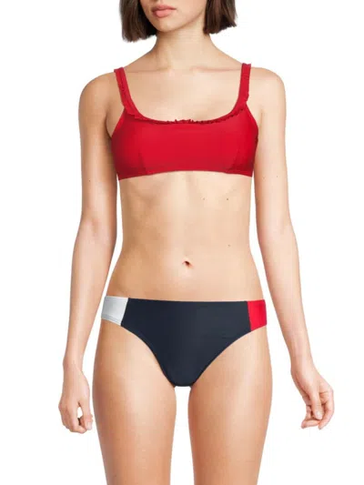 Tommy Hilfiger Women's Ruffle Bikini Top In Scarlet