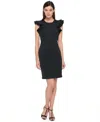 Tommy Hilfiger Flutter Sleeve Sheath Dress In Black