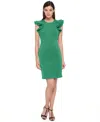 Tommy Hilfiger Women's Ruffle-sleeve Sheath Dress In Green