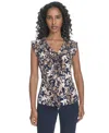 Tommy Hilfiger Women's Ruffled Floral Mixed-media Top In Black