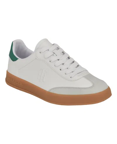 Tommy Hilfiger Women's Sarhli Casual Lace Up Sneakers In White,green