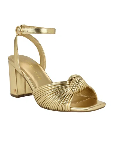 Tommy Hilfiger Women's Sarifina Knotted Block Heel Sandals In Gold