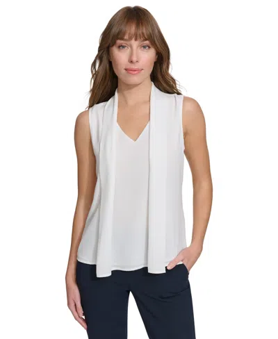 Tommy Hilfiger Women's Scarf-overlay Sleeveless Top In Ivory