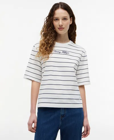 Tommy Hilfiger Relaxed Fit Embroidered Script T In White