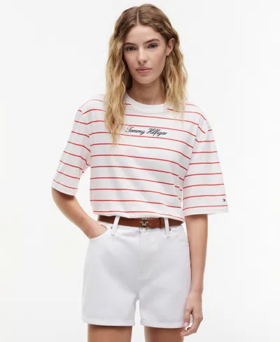 Tommy Hilfiger Relaxed Fit Embroidered Script T In White