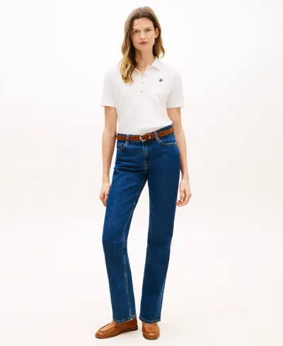 Tommy Hilfiger Women's Script Logo Polo T-shirt In White