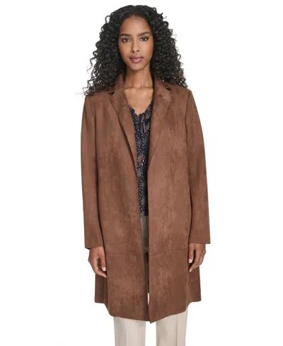 Tommy Hilfiger Women's Scuba Suede Long Sleeve Topper In Brown
