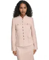 Tommy Hilfiger Women's Scuba Suede Riding Band Collar Jacket In Pink