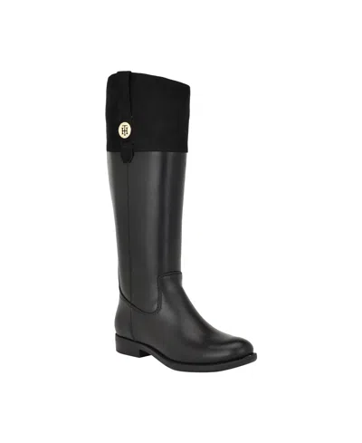 Tommy Hilfiger Women's Shano Riding Style Round Toe Boots In Black
