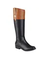 Tommy Hilfiger Women's Shano Riding Style Round Toe Boots In Black,tan