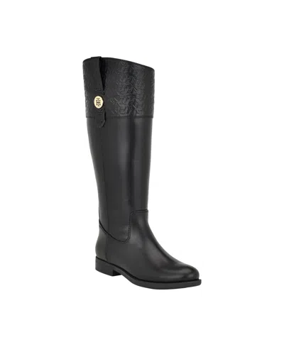 Tommy Hilfiger Women's Shano Tall Wide Calf Riding Boots In Black