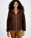 Tommy Hilfiger Women's Sherpa Zip-front Long-sleeve Jacket In Brown