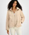 Tommy Hilfiger Women's Sherpa Zip-front Long-sleeve Jacket In Neutral