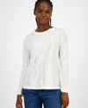 Tommy Hilfiger Women's Shine Ribbed Knit Long-sleeve Top In White