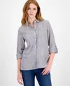 Tommy Hilfiger Women's Shine-stripe Roll-tab Shirt In Multi