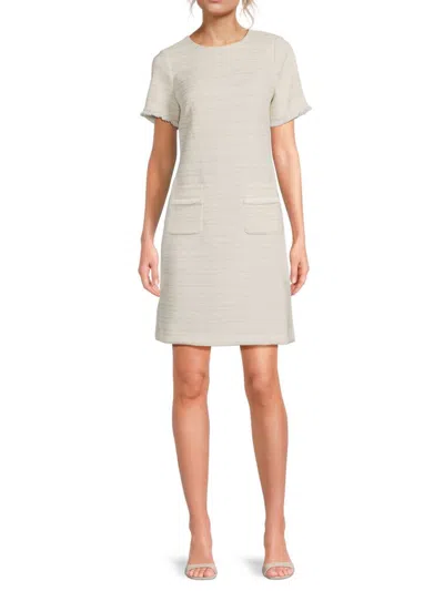 Tommy Hilfiger Women's Short Sleeve A-line Minidress In Khaki Ivory