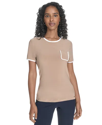 Tommy Hilfiger Women's Short-sleeve Crewneck Pocket Tee In Neutral