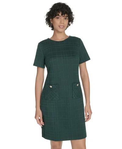 Tommy Hilfiger Women's Short Sleeve Knit Shift Dress In Green
