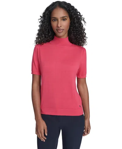 Tommy Hilfiger Women's Short-sleeve Mock Neck Sweater In Pink