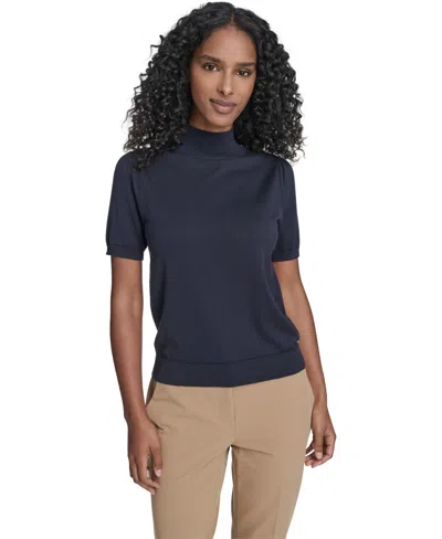Tommy Hilfiger Women's Short-sleeve Mock Neck Sweater In Blue