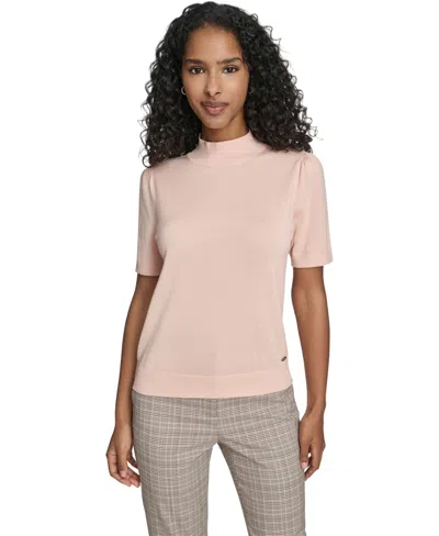Tommy Hilfiger Women's Short-sleeve Mock Neck Sweater In Pink