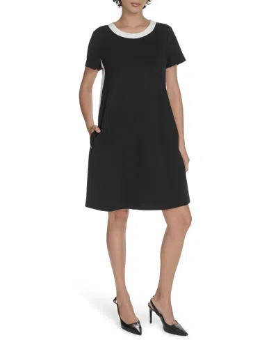 Tommy Hilfiger Women's Short-sleeve Scuba Crepe Shift Dress In Multi