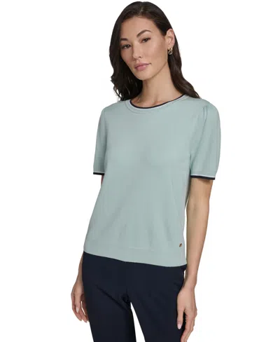 Tommy Hilfiger Women's Short-sleeve Tipped Sweater In Green