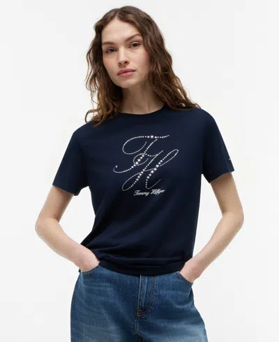 Tommy Hilfiger Women's Short-sleeve Crewneck T-shirt In Blue