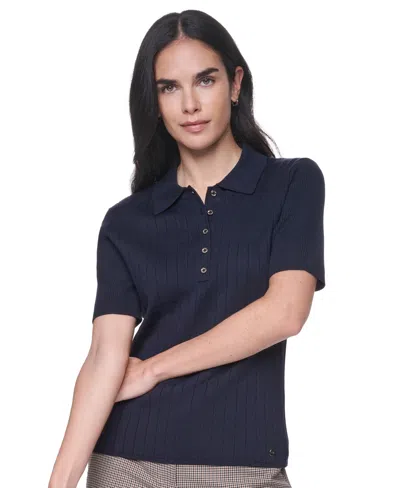 Tommy Hilfiger Women's Short-sleeve Polo Sweater In Black