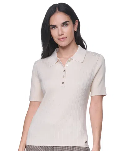 Tommy Hilfiger Women's Short-sleeve Polo Sweater In White