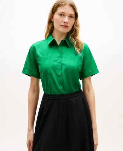 Tommy Hilfiger Women's Short-sleeve Shirt In Green