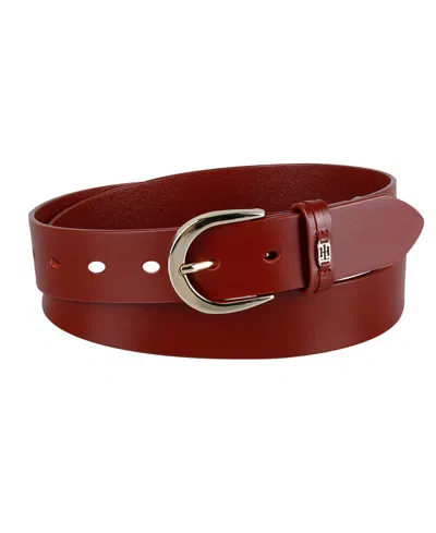 Tommy Hilfiger Women's Signature Leather Jean Belt In Red