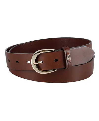 Tommy Hilfiger Women's Signature Leather Jean Belt In Tan