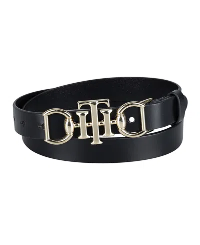 Tommy Hilfiger Women's Skinny Double Ended Horsebit Buckle Dress Casual Belt In Black