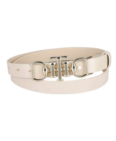 Tommy Hilfiger Women's Skinny Double Ended Horsebit Buckle Dress Casual Belt In Natural