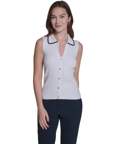 Tommy Hilfiger Women's Sleeveless Collared Sweater In Neutral