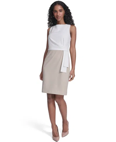 Tommy Hilfiger Women's Sleeveless Color Block Sheath Dress In White