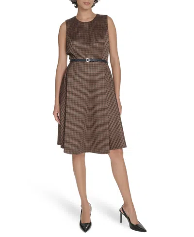 Tommy Hilfiger Women's Sleeveless Houndstooth Dress In Multi