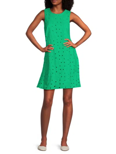 Tommy Hilfiger Women's Sleeveless Meadow Eyelet Cotton Shift Dress