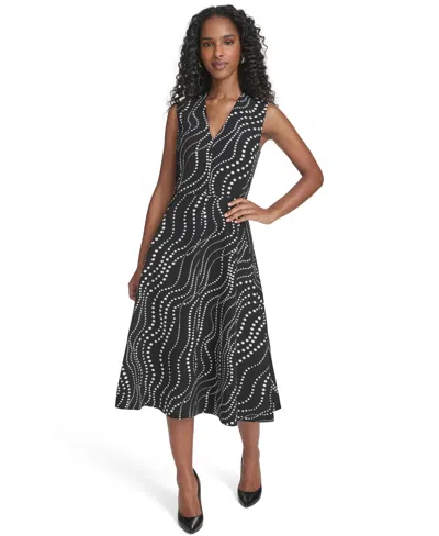 Tommy Hilfiger Women's Sleeveless Midi Fit And Flare Dress In Black