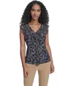 Tommy Hilfiger Women's Sleeveless Mixed Media Rope Print Top In Blue
