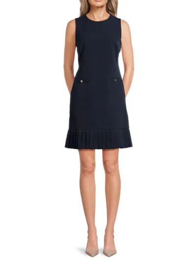 Tommy Hilfiger Women's Sleeveless Pleated Hem Minidress In Navy