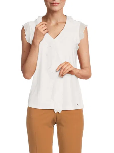 Tommy Hilfiger Women's Sleeveless Ruffle Top In Ivory