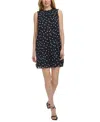 Tommy Hilfiger Women's Sleeveless Ruffled Chiffon Shift Dress In Skycap Cmb